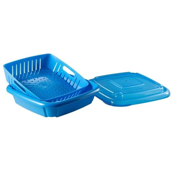 Hutzler 3-in-1 Bitty Box Berry Keeper, Berry Colander & Saver Container, 9oz / 1 Cup Capacity - Blue