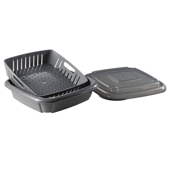 Hutzler 3-in-1 Bitty Box Berry Keeper, Berry Colander & Saver Container, 9oz / 1 Cup Capacity - Gray