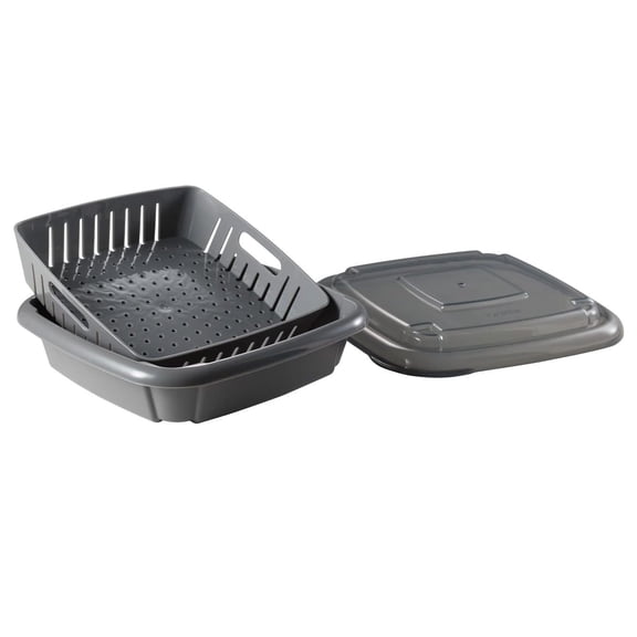 Hutzler 3-in-1 Bitty Box Berry Keeper, Berry Colander & Saver Container, 9oz / 1 Cup Capacity - Gray