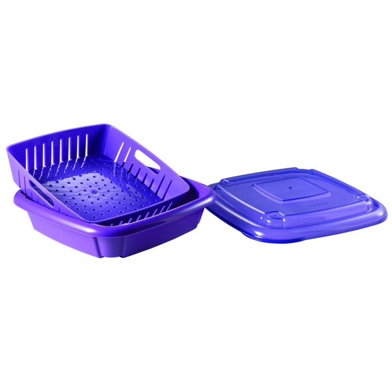Hutzler 3-in-1 Bitty Box Berry Keeper, Berry Colander & Saver Container, 9oz / 1 Cup Capacity - Purple