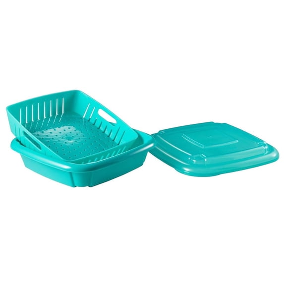 Hutzler 3-in-1 Bitty Box Berry Keeper, Berry Colander & Saver Container, 9oz / 1 Cup Capacity - Turquoise