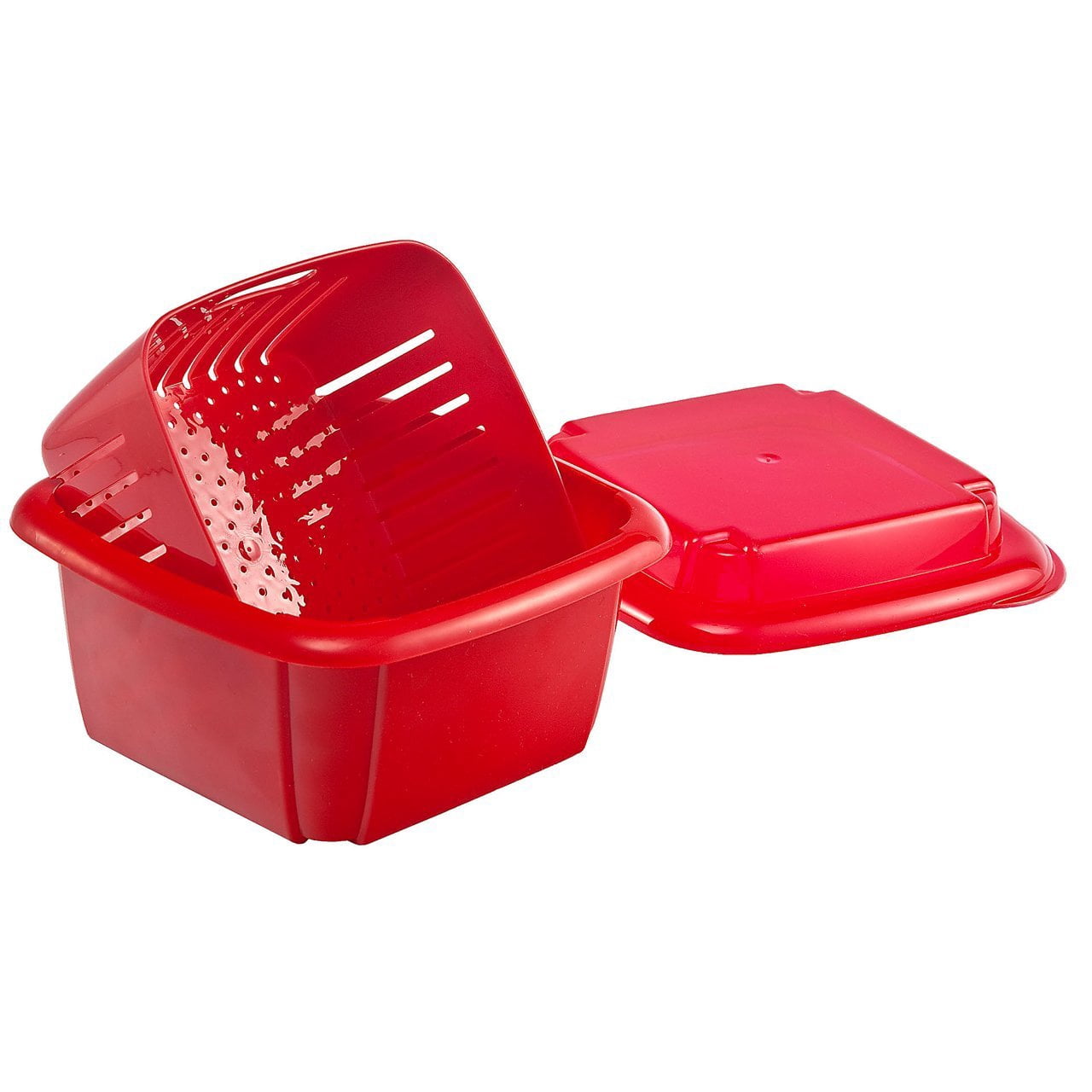 Hutzler 3-in-1 Berry Keeper Colander and Container, Keeps Berries Fresh Longer, 2 Pints, Red