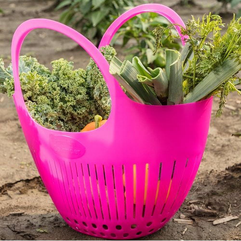 Raspberry Pink Plastic Garden Colander Basket