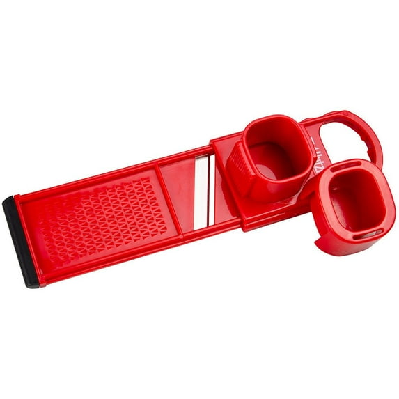Hutzler Mini Mandoline Garlic Slicer / Shredder, Red