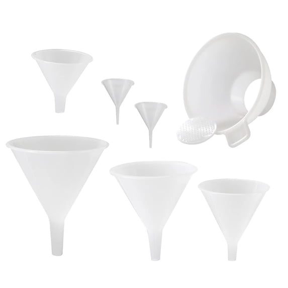 Hutzler 7 Piece Multi-Purpose Plastic Funnel Set with Mini-Funnels and Canning Funnel
