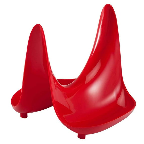 Hutzler Pot Lid Stand & Spoon Rest, Keeps Your Kitchen Countertop Clean - Holds 2 Pot Lids or 1 Pot Lid and Utensil - Red