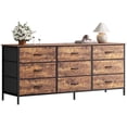 thumbnail image 1 of Huuger 54 Inch Dresser for Bedroom, TV Stand for 55, 60 Inch TV, 9 Drawer Chest of Drawers, Entertainment Center with Storage, Rustic Brown, 1 of 9