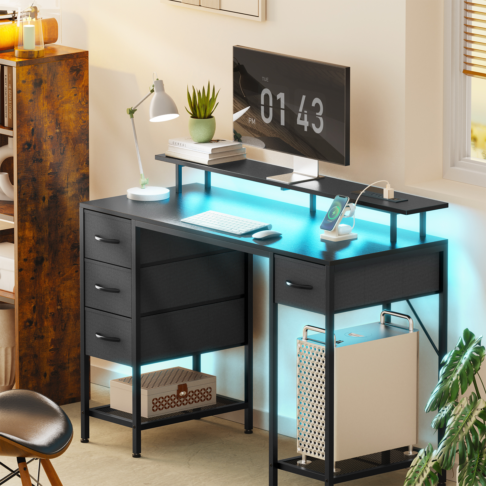 TribeSigns Computer Desk with 2 Storage Drawers, 47Inch Writing Desk
