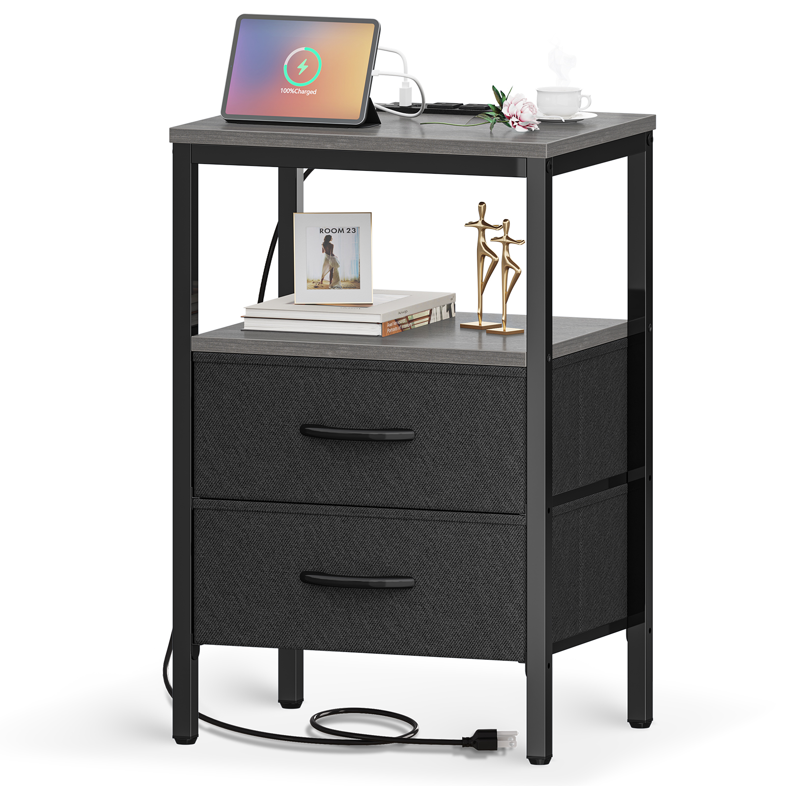 Mainstays Classic Open Shelf Nightstand, Dove Gray