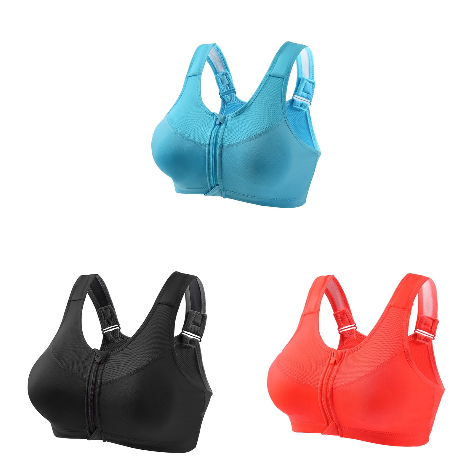 Huuilaibazoo 3PC Sports Bras with Support and Lift Wireless Zipper