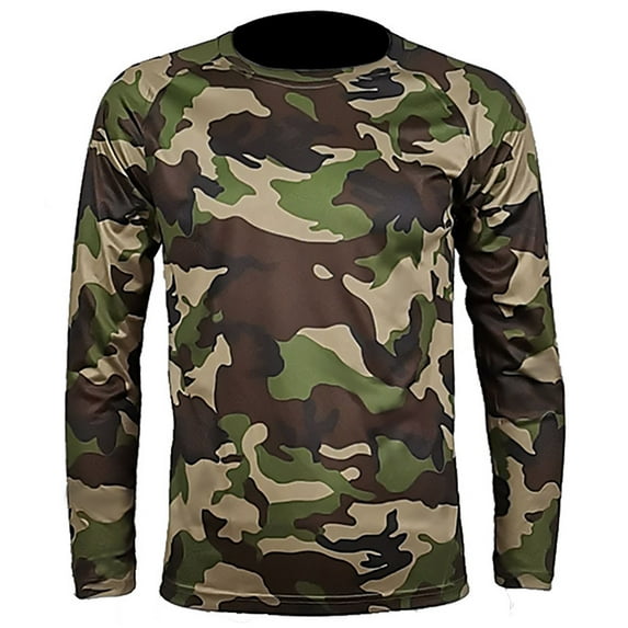Huuilaibazoo Men's Camouflage Hunting Shirt Long Sleeve Quick Dry Outdoor Clothing Camouflage Printed Sportswear
