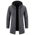 thumbnail image 1 of Huuilaibazoo Men's Long Cardigan Hoodies Full-zip Fleece Lined Sweaters Knit Regular Fit Casual Sweater Hooded Coat, 1 of 7