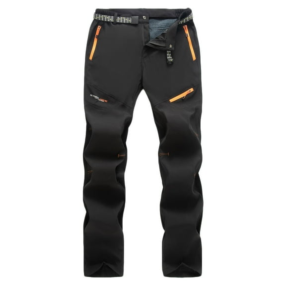 Huuilaibazoo Men's Snow Ski Hiking Pants Waterproof Winter Fleece Lined Pants Camping Skiing Ice Fishing Pants with Belt