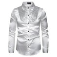 thumbnail image 1 of Huuilaibazoo Mens Sequins Long Sleeve Dress Shirts Prom Wedding Party 70s Luxury Disco Button Down T Shirts, 1 of 3
