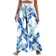 thumbnail image 1 of Huuilaibazoo Women's Casual Wide Leg Pants High Waisted Self-tie Belted Lounge Pants Straight Long Trousers with Pockets, 1 of 4