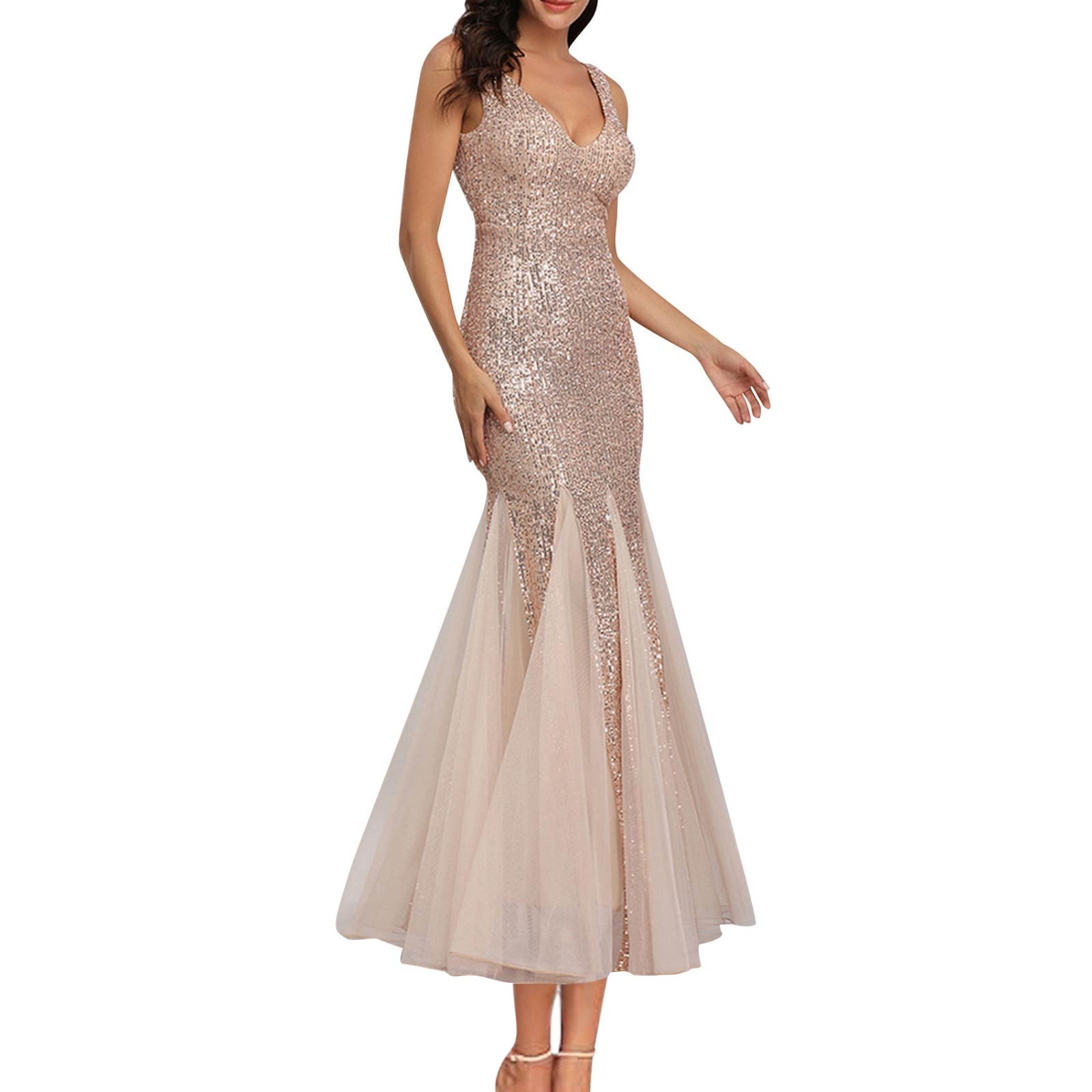 Peacock Sequin V-neck Long Sleeves Mermaid Formal Dress main image 1