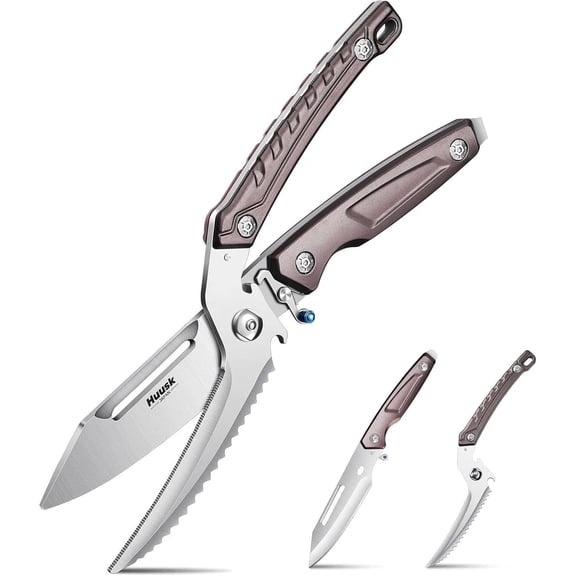 Huusk Heavy Duty Poultry Scissors - Kitchen Scissor for Food with Serrated Edge, Detachable Sharp Shears for Cutting Meat, Chicken Bone, Christmas Gift for Men and Women