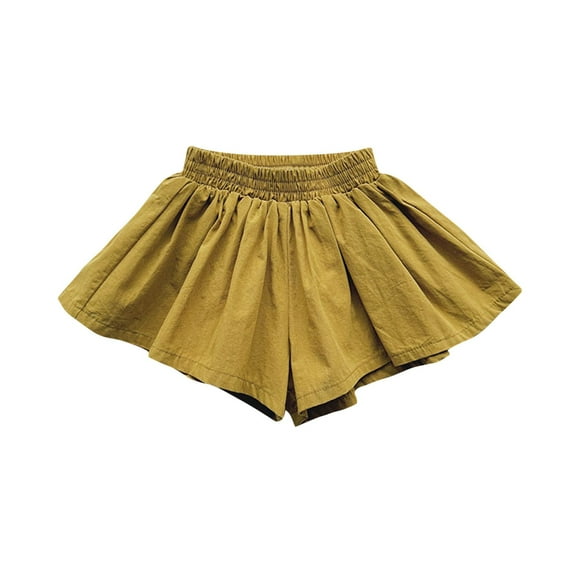 Huvoen Athletic Shorts for Boys Girls Children Solid Color Summer Pants Baby Girl Loose Lovely Culottes Shorts Yellow 140
