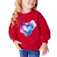 thumbnail image 1 of Baby Boy Girl Pumpkin Sweatshirt Tops Hoodless Sweatshirts Fall and Winter Middle Big Girls Boys Heart Print Long Sleeve Top Sweater Red 110, 1 of 4