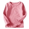 thumbnail image 1 of Huvoen Baby Girls' Long Sleeve Tee T-Shirt Long Sleeve Round-Neck Blouses & Shirts Toddler Kids Boys Girls Shirts Fashion Solid Color Round Neck Long Sleeve Top Pinks 4 Years, 1 of 5
