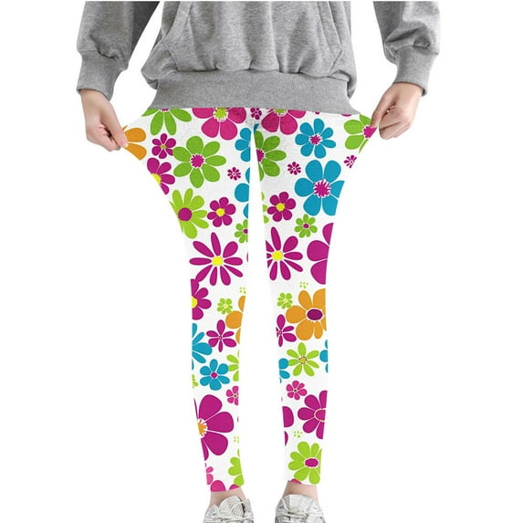 Huvoen Baby Girls' Sweat Jogger Pants Leggings For Girls Soft Comfortable Leggings For Kids In 3-8 Years Ankle Length Girls Printed Leggings Multicolor 7 Years