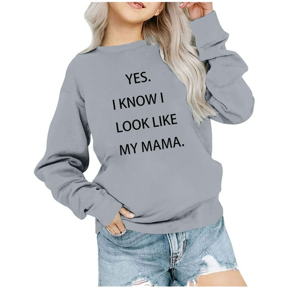 Huvoen Baby Long Sleeve Tee Shirt Hoodless Sweatshirts Children's Shirt Long Sleeved Printed T-shirt Printed Round Neck Short Top Suitable for Boys and Girls Aged 1-12 T-shirts Gray 2 Years