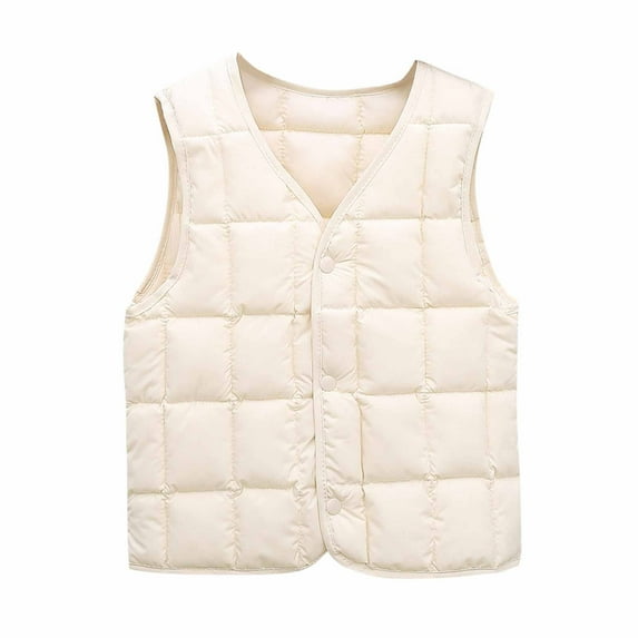Huvoen Baby Toddler Boy Girl Fall Winter Coat Winter Baby Boys Girls Baby Button Cardigan Vest Down Cotton Vest Inside and Outside Wear Beige 7-8 Years