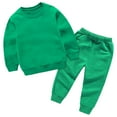 thumbnail image 1 of Huvoen Baby Toddler Boys Fall Winter Outfits Toddler Baby Boys Girls Candy Color Solid Color Leggings Casual Kids Sports Pants Hoodies Set Green 3-4 Years, 1 of 4