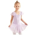 thumbnail image 1 of NiSHUIHAN Ballets Leotards for Girls Ballets Leotard with Skirt Toddler Short Sleeve Round Neck Dance Ballerina Outfit Dresses Purple 8-9 Years, 1 of 5