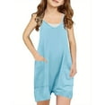 thumbnail image 1 of Huvoen Boy's Sports Shorts Girls Summer Sleeveless Casual Romper Spaghetti Strap Shorts Jumpsuit with Pockets Blue 11 Years, 1 of 5