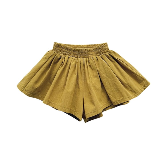 Huvoen Boys French Terrys Casual Shorts Children Solid Color Summer Pants Baby Girl Loose Lovely Culottes Shorts Yellow 100