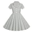 thumbnail image 1 of Huvoen Dresses for Teen Girls Girls' Summer Retro Waist Tie Color Button Short Sleeve Round Neck Dress White 140, 1 of 2