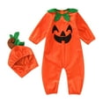 thumbnail image 1 of Huvoen Fleece Pullover Hoodie and Pants Outfit Set for Little Kid Toddler Baby Girls Boys Cosplay Halloween Romper Costume Cute Jumpsuit 0-24M Orange 18-24 months, 1 of 7