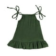 thumbnail image 1 of Huvoen Flower Girl Dress Cute Casual Children Bandage Solid Sleeveless Round-Neck Dress Baby Girls Dress Green 4 Years, 1 of 2