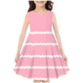 thumbnail image 1 of Huvoen Flower Girl Dress Fashion Girls Summer New Sleeveless Round Neck Printed Dress Pinks 140, 1 of 3