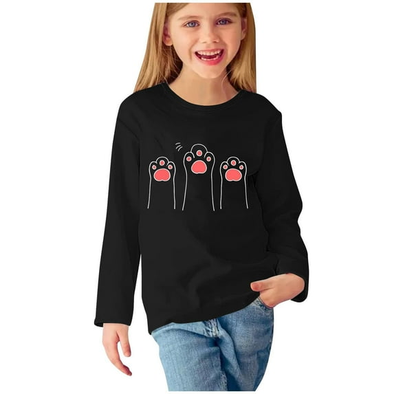 Huvoen Girls Basic Solid Color Turtleneck T-Shirt Tops Long Sleeve Round-Neck Blouses & Shirts Girls Long Sleeve Prints Shirts Cute Crewnecks Tops Dressy Casual Blouses Clothes Black 9 Years