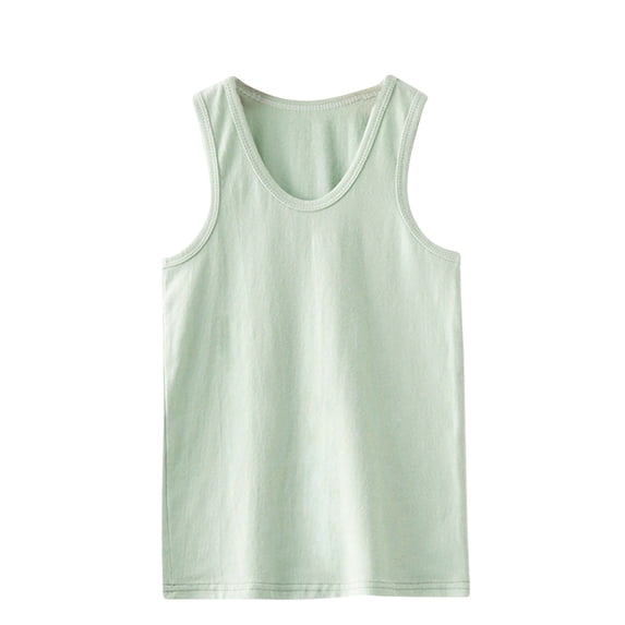 Huvoen Girls' Cotton Camisole Tank Top Undershirt Round-Neck Tank Top Shirts for Kids Sleeveless Solid Graphic T-Shirt Round Neck Crop Top for Girls and Boys Tank Top Tee Green 3 Years