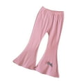 thumbnail image 1 of Huvoen Infant Baby Girl Ribbed Pants Bell Bottoms Cute Ruffles Stretchy Flare Pants Solid Color Cotton Long Trousers with Bow Pinks 8 Years, 1 of 3