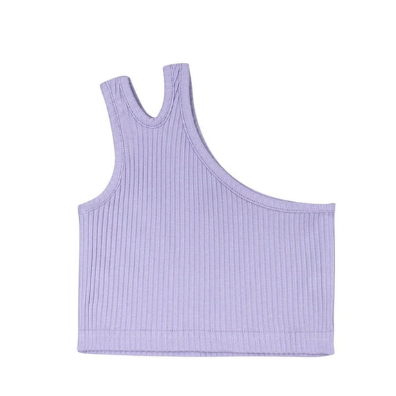 Huvoen Infant Baby Girl Sleeveless Tank Tops Round-Neck Tank Top Solid Color Children Fashionable Girl Sleeveless Top Summer Children Camisole Purple 4 Years