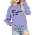 thumbnail image 1 of Huvoen Kids Cotton Crewneck Thin Tops Long Sleeve Hooded Blouse Girls Crewneck Oversized Sweatshirt Kids Fashion Long Sleeve Pullover Tops 1-12 Years Purple 3-4 Years, 1 of 6