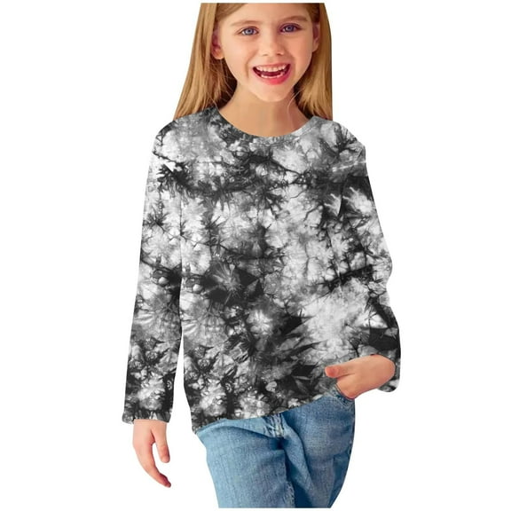 Huvoen Kids Toddler Solid T-Shirt Long Sleeve Round-Neck Blouses & Shirts Girls Long Sleeve Prints Shirts Cute Crewnecks Tops Dressy Casual Blouses Clothes Multicolor 7 Years