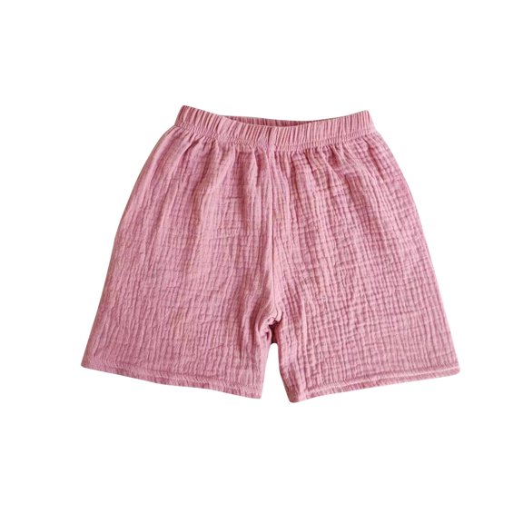 Huvoen Kids Workout Gym Clothes Child's Summer Comfort Solid Boys and Girls Baby Botton Pants Denim Flounce Cute Shorts Pinks 130