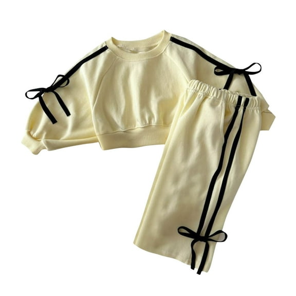Huvoen New Children Girls Boys Fashion Clothing Sets Children's Men and Women Long Sleeves Round Neck Tops Sweater Yellow 110