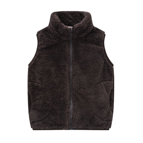 Huvoen Newborn Baby Boy Girl Jacket Winter Clothes Toddler Baby Boys Girls Solid Color Plush Cute Winter Thick Casual Keep Warm Singlet Coat Jacket Coffee 4-5 Years