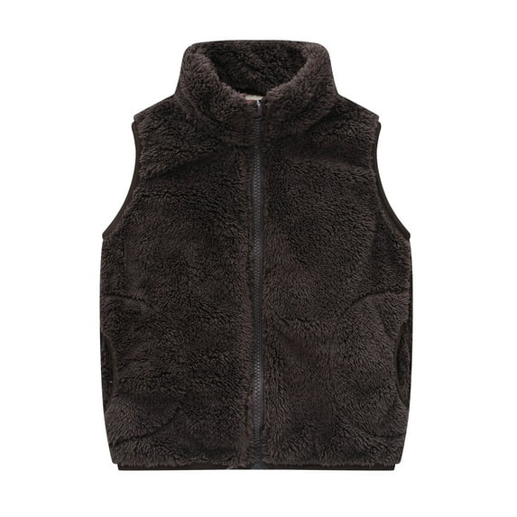 Huvoen Newborn Baby Sweater Outfit Toddler Puffer Coat Toddler Baby Boys Girls Solid Color Plush Cute Winter Thick Casual Keep Warm Singlet Coat Jacket Coffee 18-24 Months