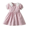 thumbnail image 1 of Huvoen Pageant Dresses for Girls Toddler Kids Baby Girls Summer Retro Print Puff Sleeve Dress Princess Dress Pinks 12-18 Months, 1 of 8