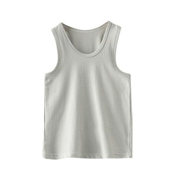 Huvoen Sleeveless Cami Tanks Cotton Undershirts for Kids Round-Neck Tank Top Shirts for Kids Sleeveless Solid Graphic T-Shirt Round Neck Crop Top for Girls and Boys Tank Top Tee Gray 2 Years
