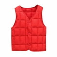 thumbnail image 1 of Huvoen Toddler Baby Girl Boy Vests Fall Winter Clothes Winter Baby Boys Girls Baby Button Cardigan Vest Down Cotton Vest Inside and Outside Wear Red 3-4 Years, 1 of 5