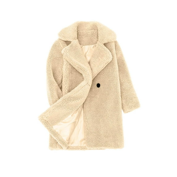 Huvoen Toddler Fleece Jacket Toddler Kids Girls Fleece Jacket Coat Fall Winter Warm Coat Outerwear Jacket Beige 3-4 Years