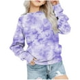 thumbnail image 1 of Huvoen Unisex Kids Solid Cotton Pullover T-Shirt Long Sleeve Hooded Blouse Girls Crewneck Oversized Sweatshirt Kids Fashion Long Sleeve Pullover Tops 1-12 Years Purple 3-4 Years, 1 of 5